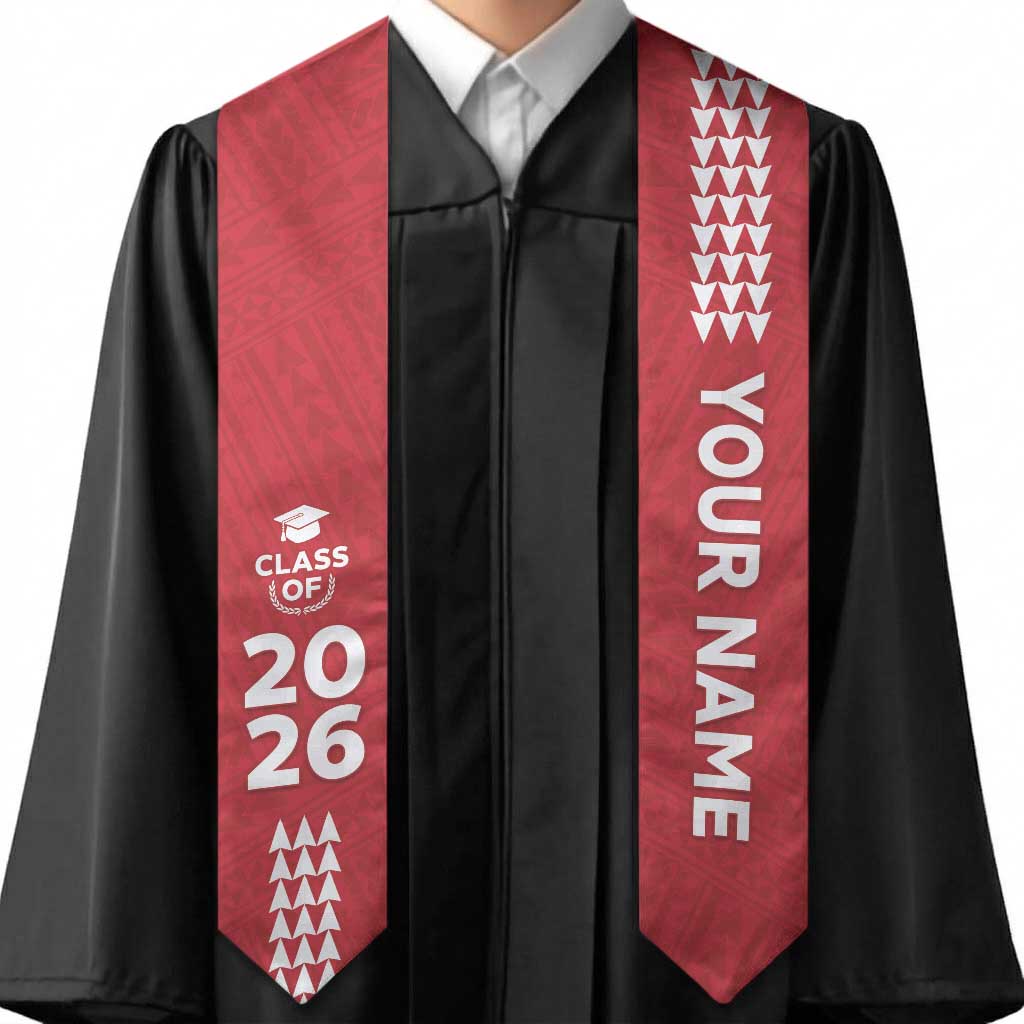 Custom Hawaii Graduation Stole Kakau Pattern Red Version