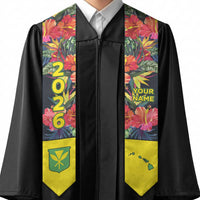 Custom Hawaii Graduation Stole Tropical Flowers