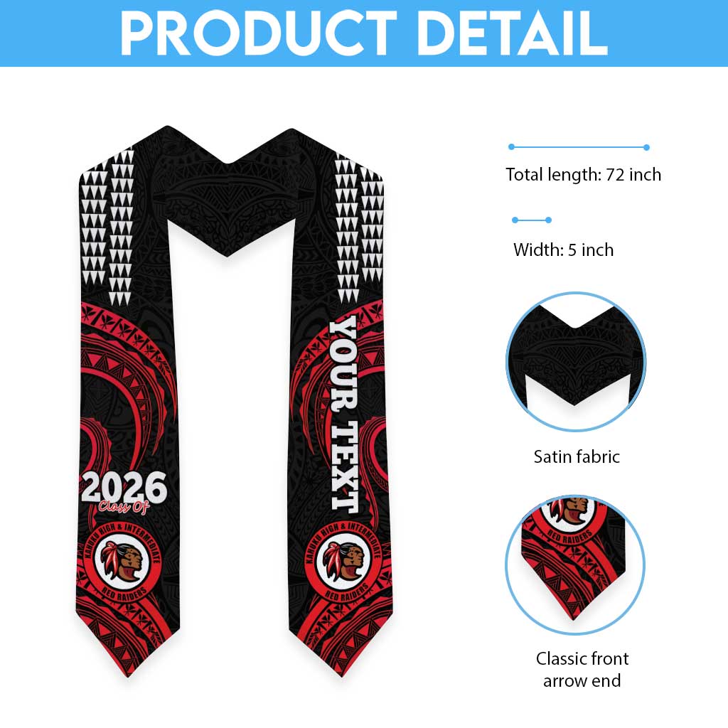 Custom Hawaii Kahuku High And Intermediate School Graduation Stole Class Of Year Red Raiders Kakau Pattern