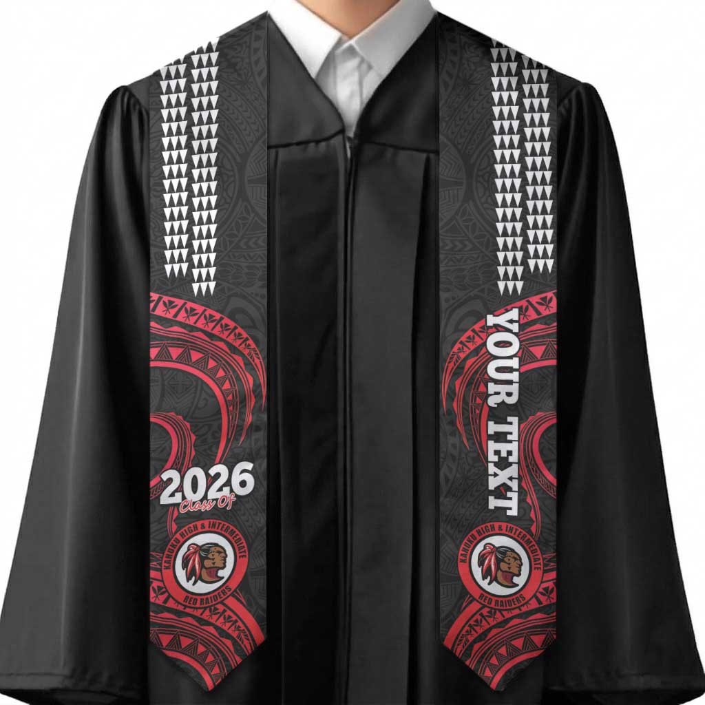 Custom Hawaii Kahuku High And Intermediate School Graduation Stole Class Of Year Red Raiders Kakau Pattern