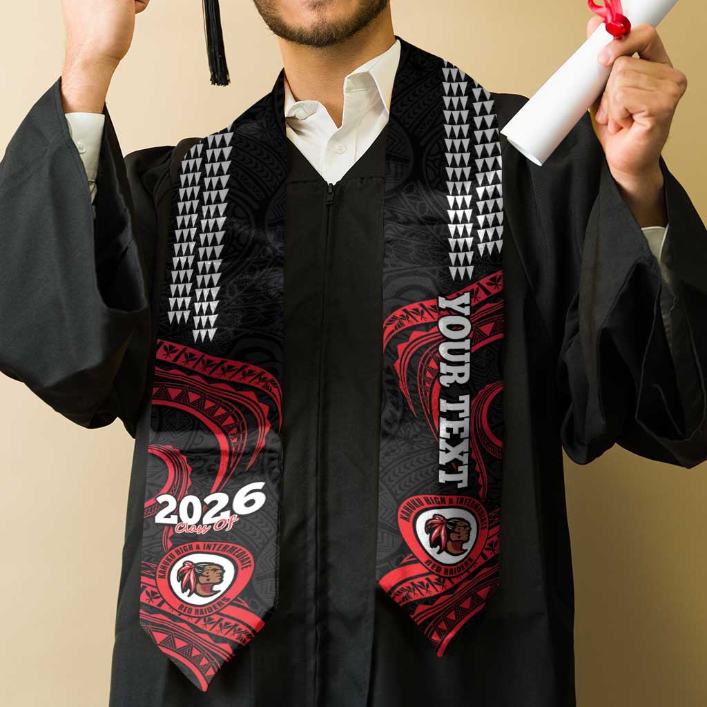 Custom Hawaii Kahuku High And Intermediate School Graduation Stole Class Of Year Red Raiders Kakau Pattern