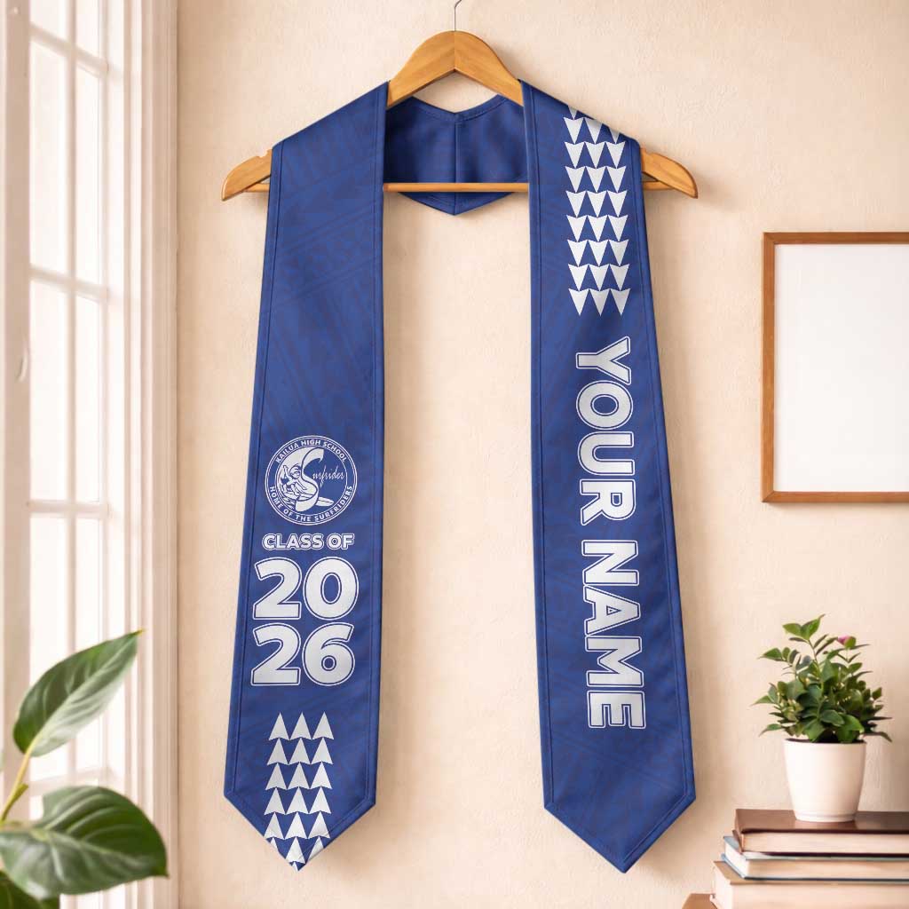 Custom Hawaii Kailua High School Graduation Stole Kakau Pattern