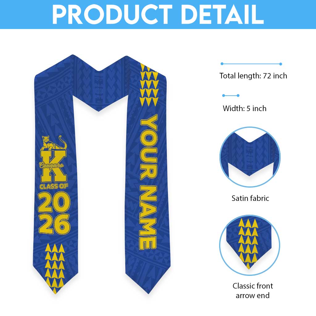 Custom Hawaii Kaiser High School Graduation Stole Kakau Pattern