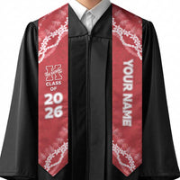 Custom Hawaii Kauai High School Graduation Stole Tapa Pattern With Leis