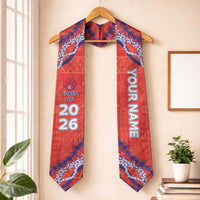 Custom Hawaii Keaau High School Graduation Stole Tapa Pattern With Leis