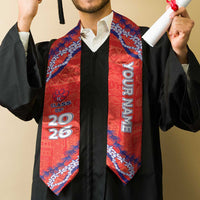 Custom Hawaii Keaau High School Graduation Stole Tapa Pattern With Leis
