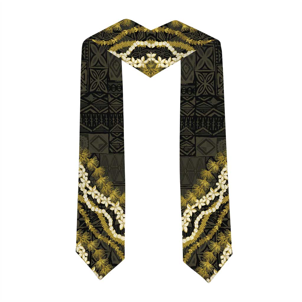 Custom Hawaii Kohala High School Graduation Stole Tapa Pattern With Leis