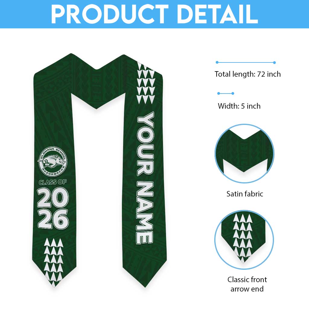Custom Hawaii Olomana High & Intermediate School Graduation Stole Kakau Pattern