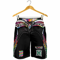 Custom Hawaii Rainbow Warriors Shorts for Men Polynesian Motif Special Edition Rainbow Gradient