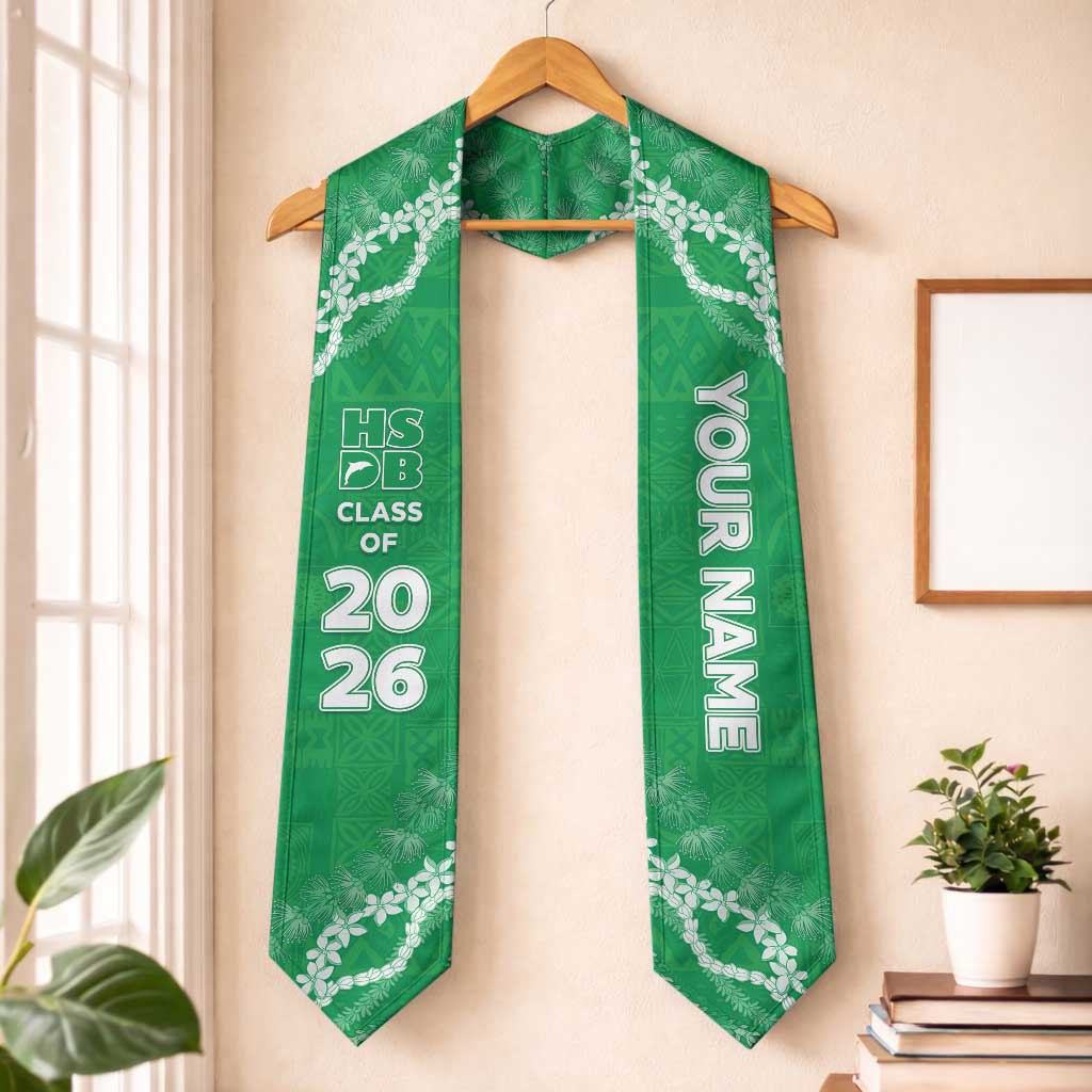 Custom Hawaii School For The Deaf And The Blind Graduation Stole Tapa Pattern With Leis