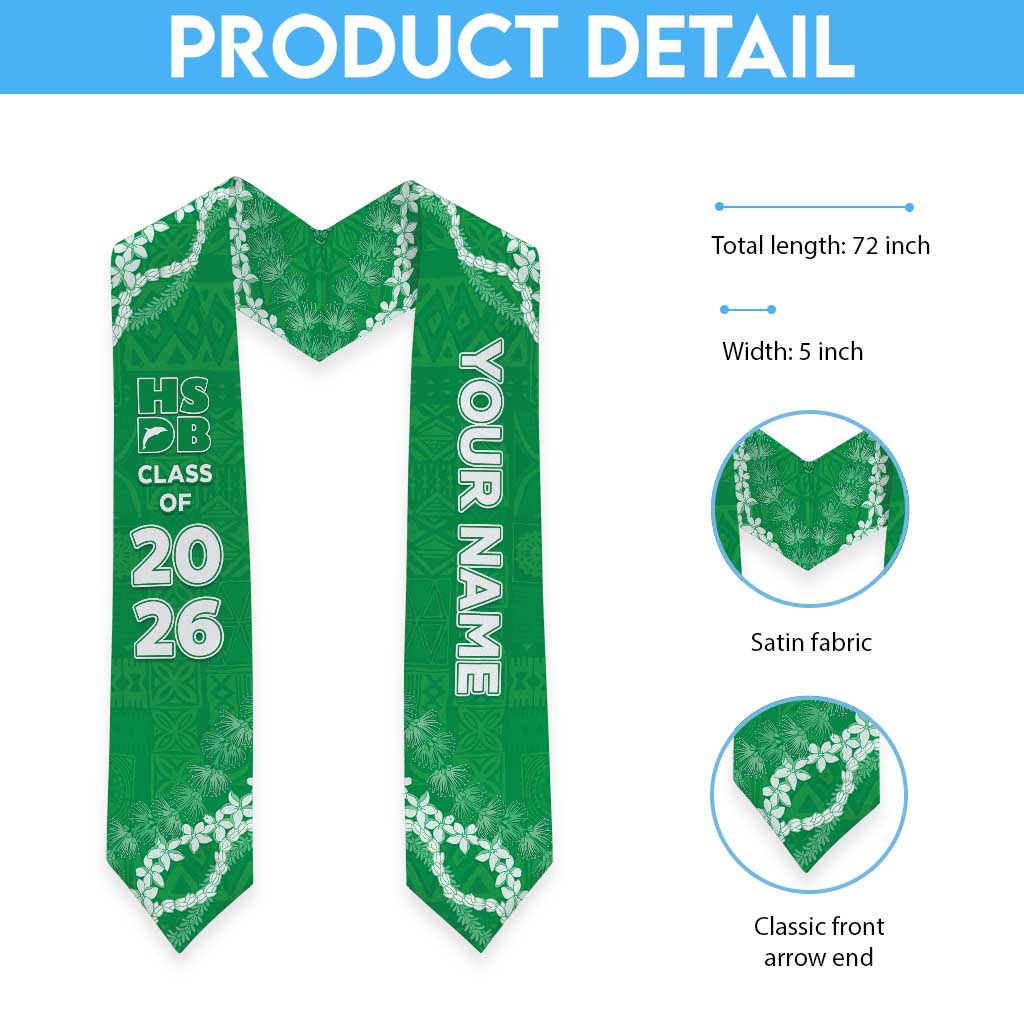 Custom Hawaii School For The Deaf And The Blind Graduation Stole Tapa Pattern With Leis