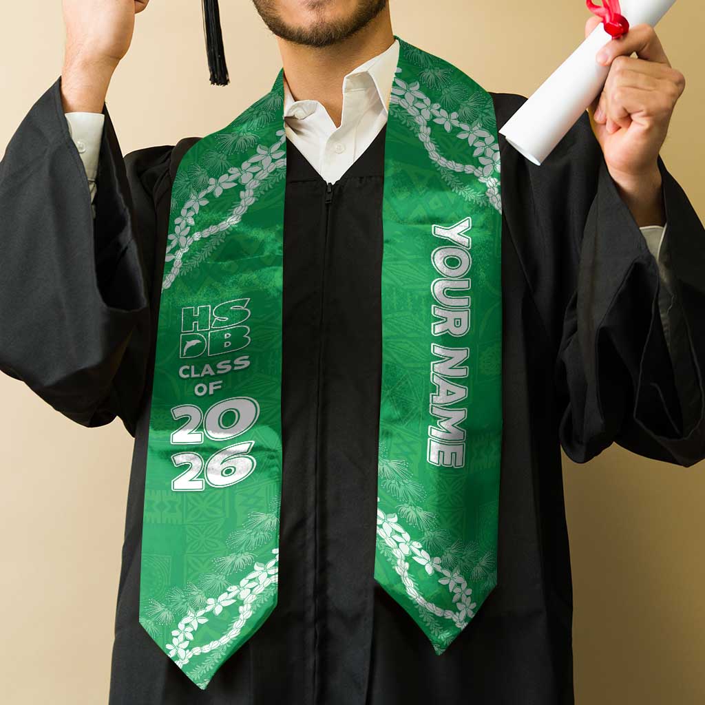 Custom Hawaii School For The Deaf And The Blind Graduation Stole Tapa Pattern With Leis