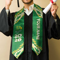Custom Honokaa High And Intermediate School Graduation Stole Tapa Pattern With Leis