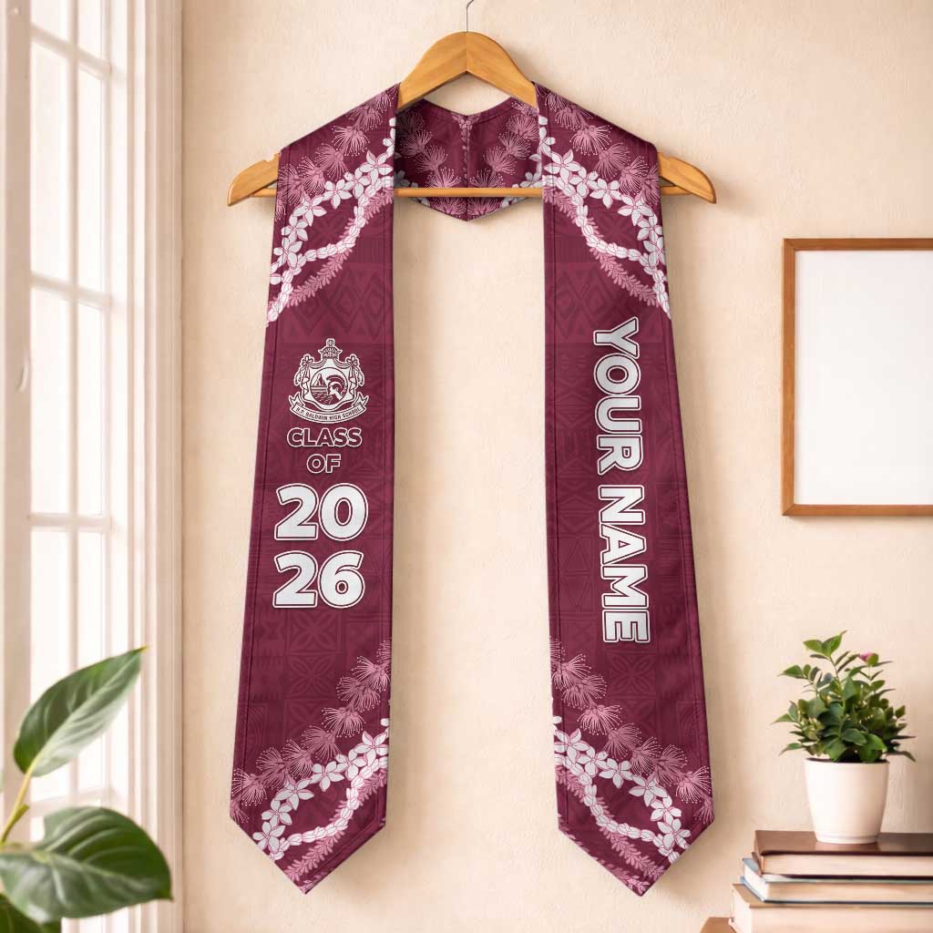 Custom H.P. Baldwin High School Graduation Stole Tapa Pattern With Leis
