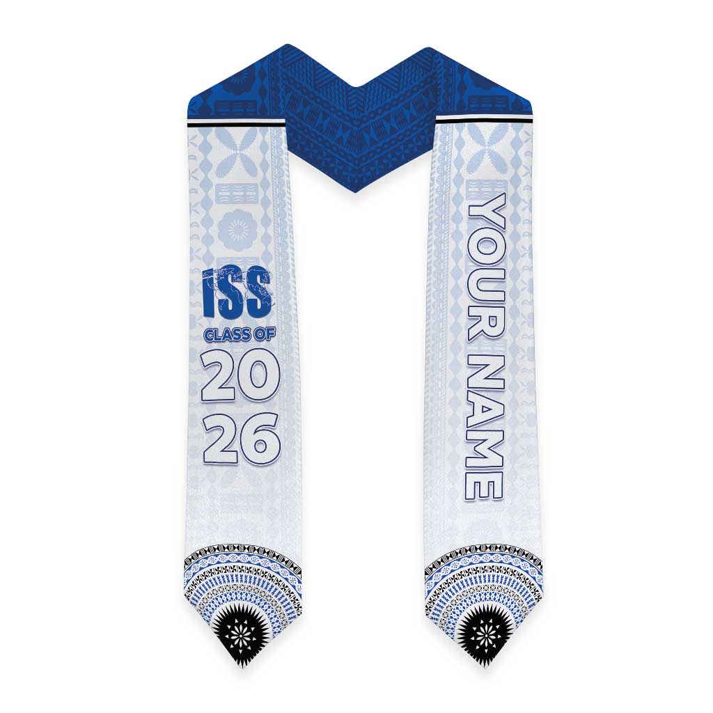Custom International School Suva Graduation Stole With Fijian Tapa Pattern