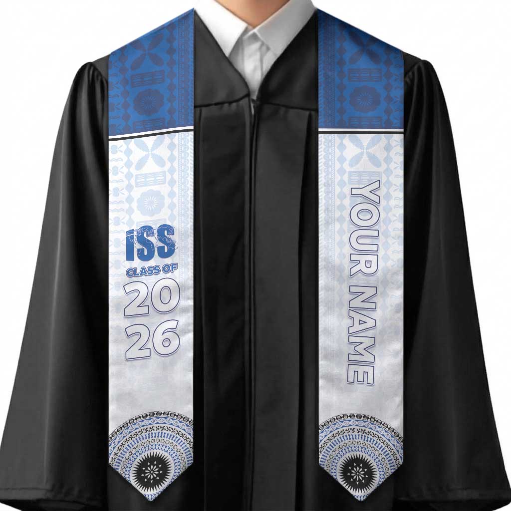 Custom International School Suva Graduation Stole With Fijian Tapa Pattern