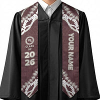 Custom Kau High And Pahala Elementary School Graduation Stole Tapa Pattern With Leis