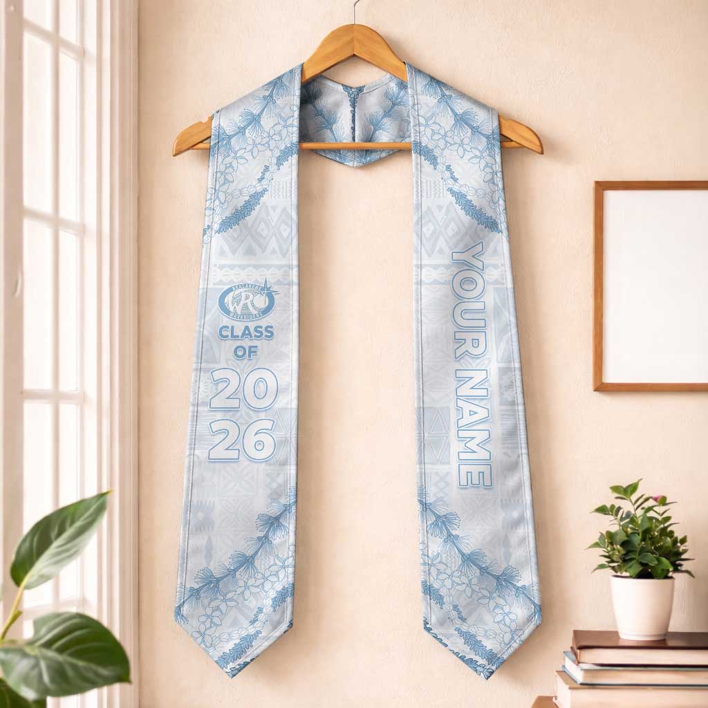 Custom Kealakehe High School Graduation Stole Tapa Pattern With Leis