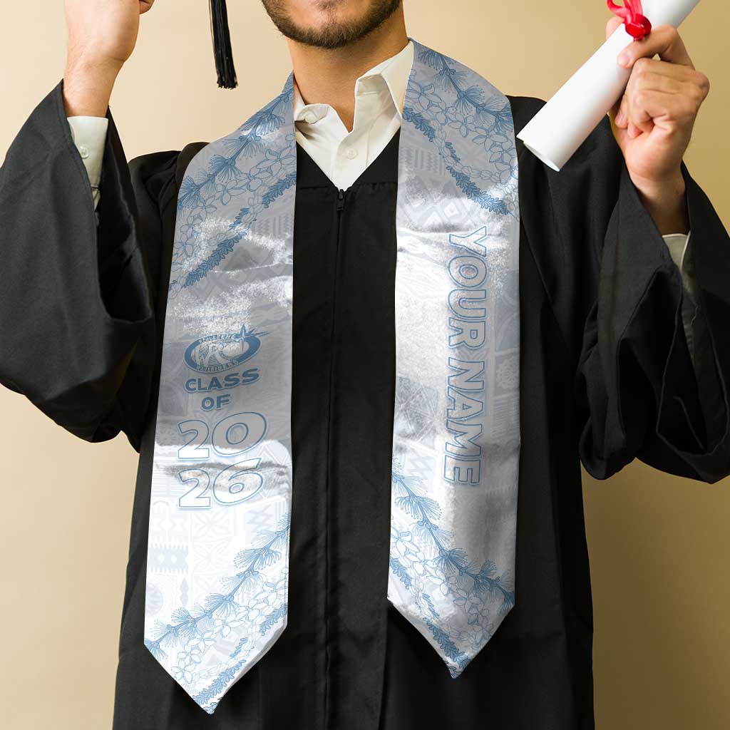 Custom Kealakehe High School Graduation Stole Tapa Pattern With Leis