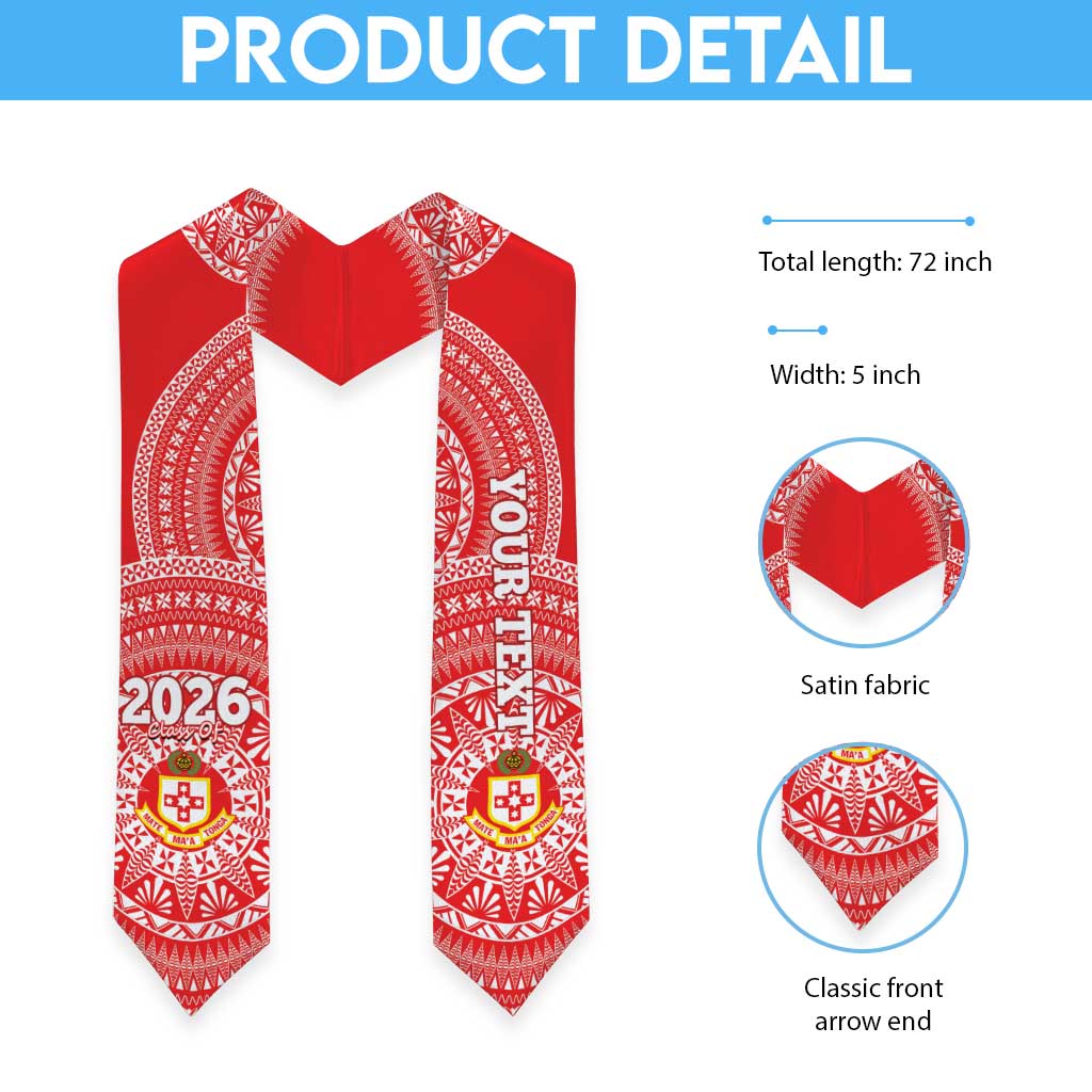 Custom Kolisi Tonga Atele Graduation Stole Class Of Year Tongan Ngatu Pattern