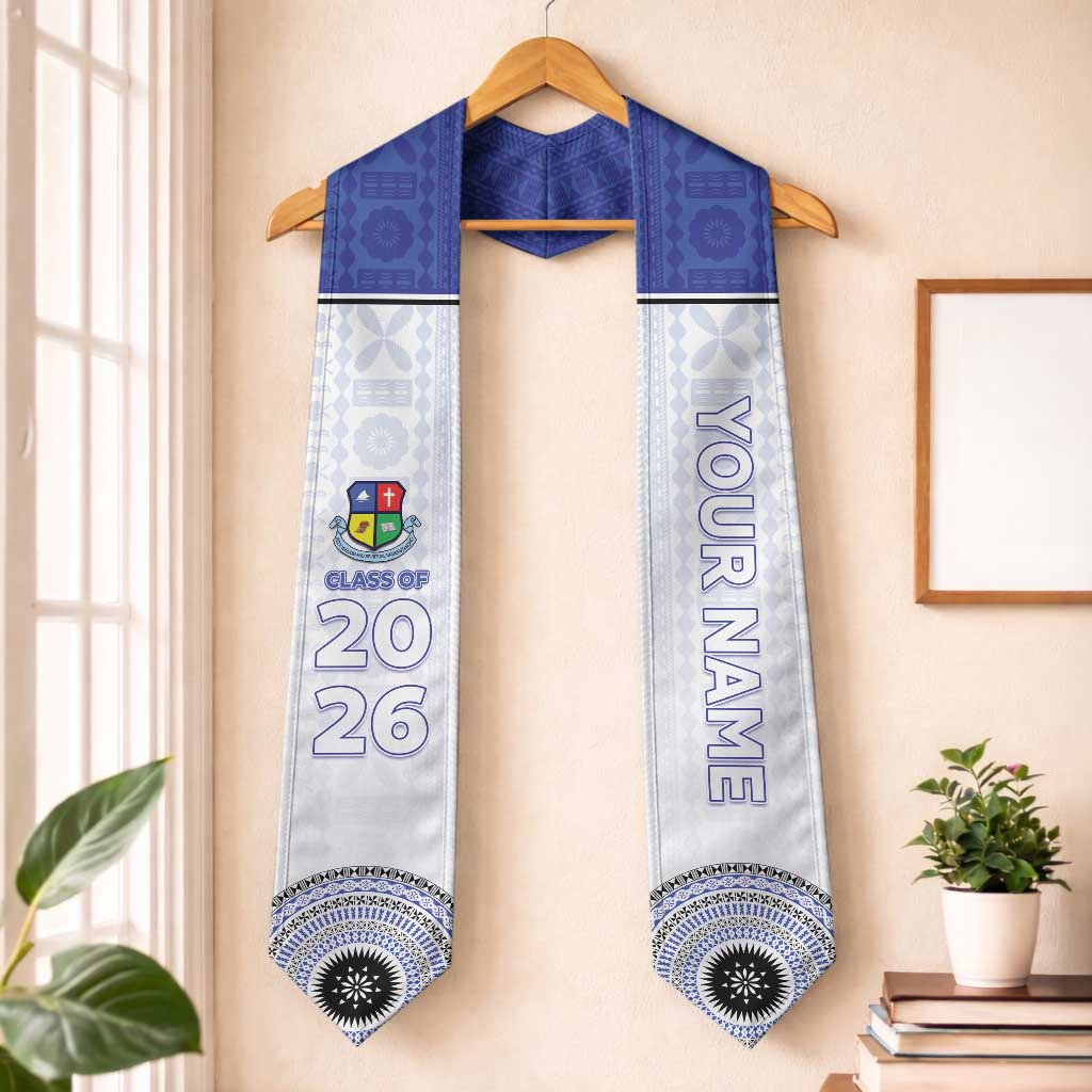 Custom Lelean Memorial School Graduation Stole With Fijian Tapa Pattern