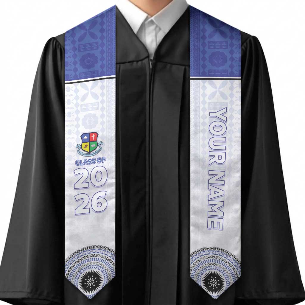 Custom Lelean Memorial School Graduation Stole With Fijian Tapa Pattern
