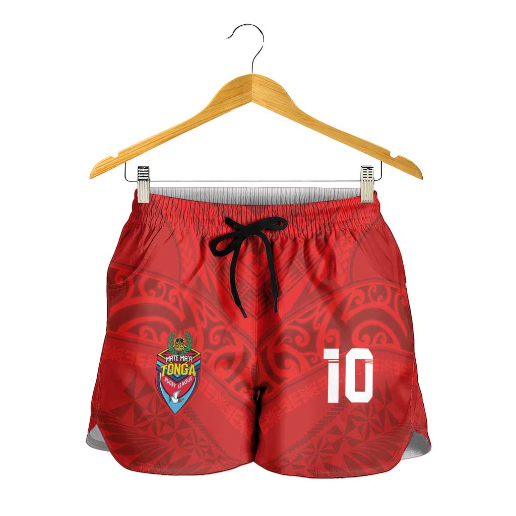 Custom Mate Ma'a Tonga Rugby Shorts for Women Ngatu Tribal Motifs Sporty Style - Polynesian Pride