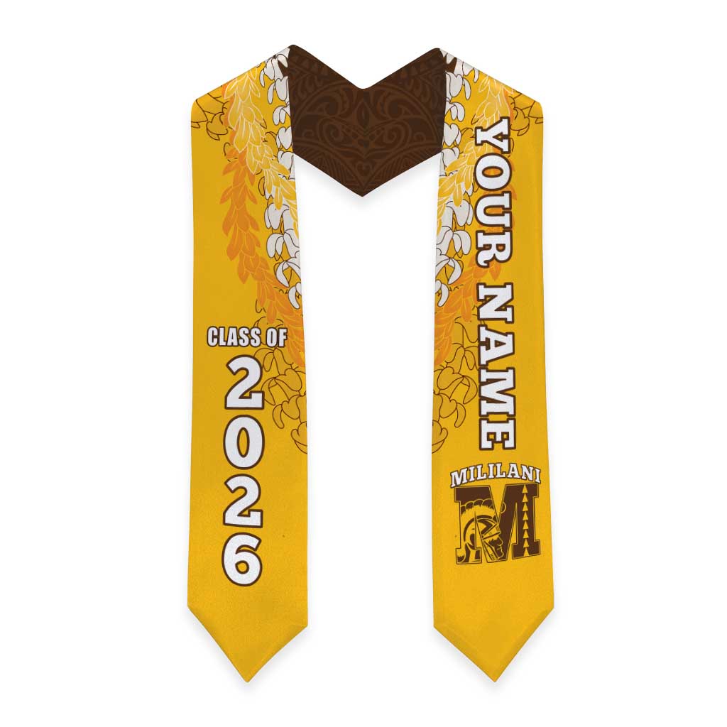 Custom Mililani Hawaii High School Graduation Stole Class Of Year Puakenikeni Lei Hawaiian Pattern