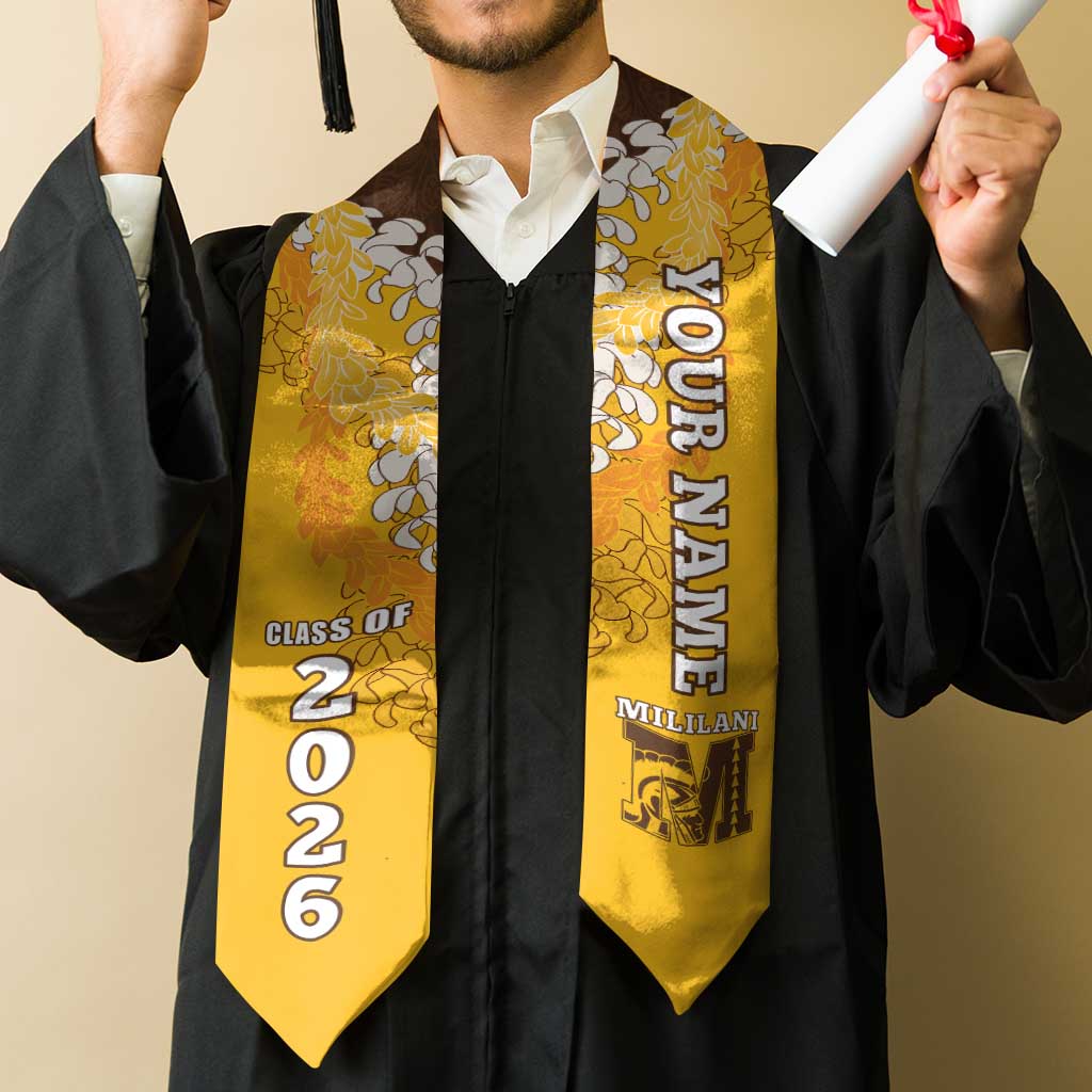 Custom Mililani Hawaii High School Graduation Stole Class Of Year Puakenikeni Lei Hawaiian Pattern