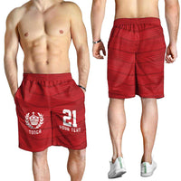 Custom Pacific Rugby Spirit Shorts for Men Tonga Ngatu Pride Red Edition - Polynesian Pride