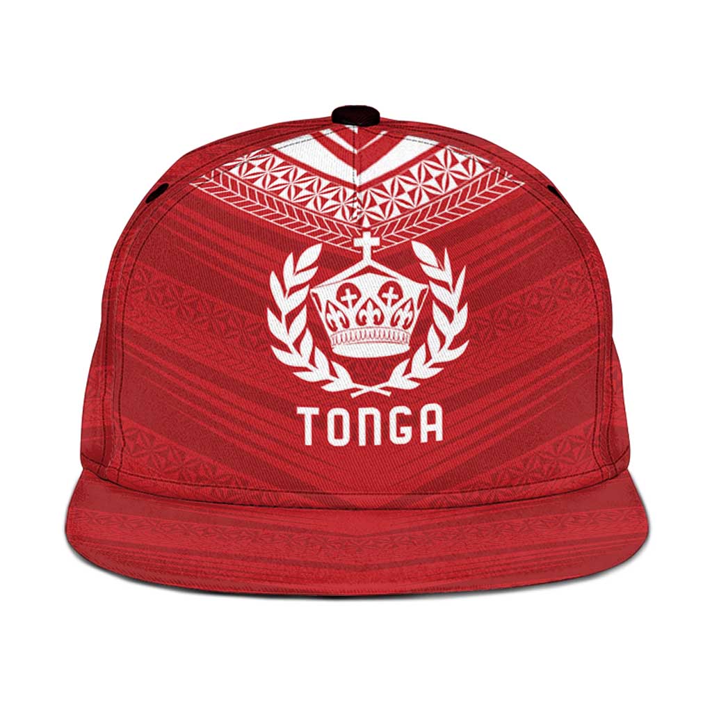 Custom Pacific Rugby Spirit Snapback Cap Tonga Ngatu Pride Red Edition - Polynesian Pride