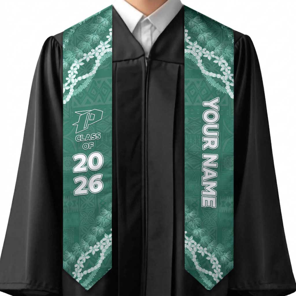 Custom Pahoa High And Intermediate School Graduation Stole Tapa Pattern With Leis