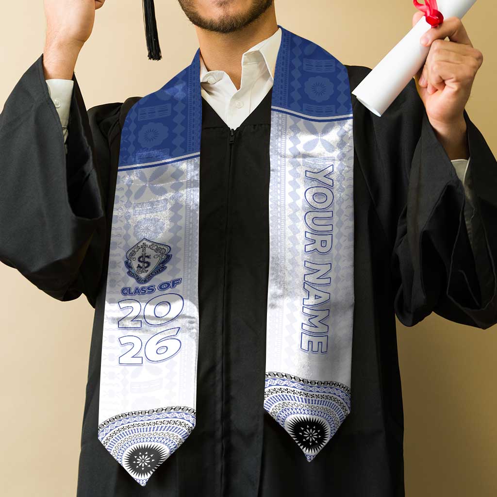 Custom St Joseph's Secodary School Graduation Stole With Fijian Tapa Pattern