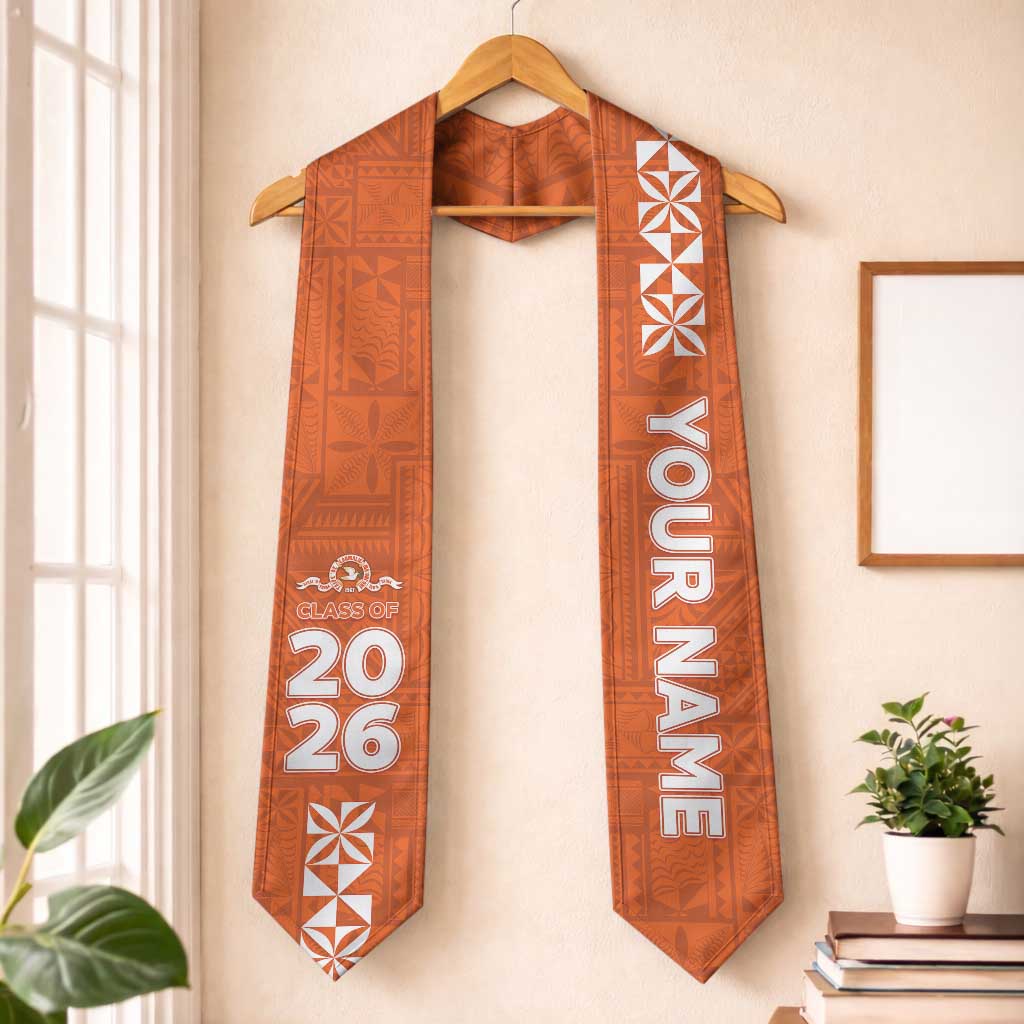 Custom Tailulu College Graduation Stole Tongan Ngatu Pattern