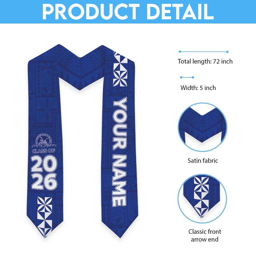 Custom Tupou College Graduation Stole Tongan Ngatu Pattern