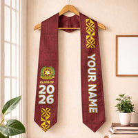 Custom Vavau High School Graduation Stole Tongan Ngatu Pattern