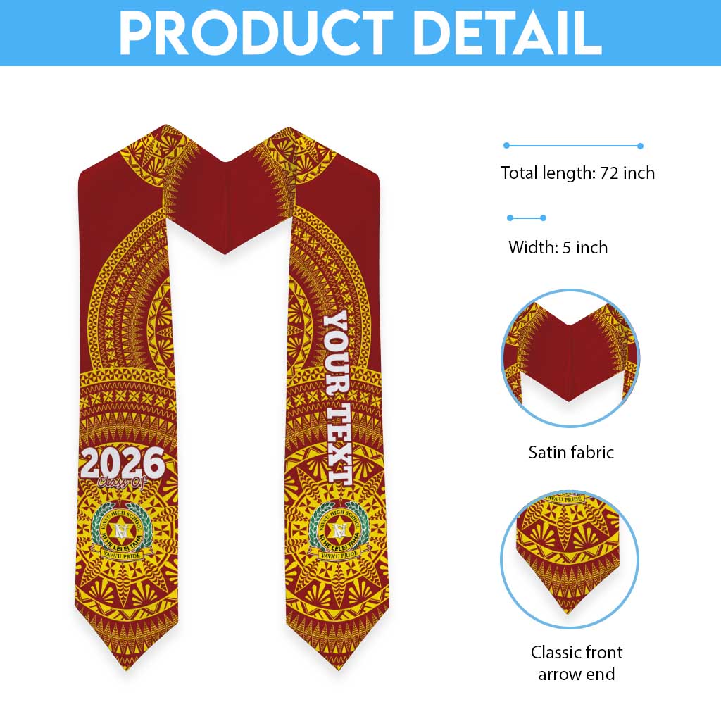 Custom Vavau High School Tonga Graduation Stole Class Of Year Tongan Ngatu Pattern