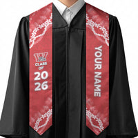 Custom Waialua High And Intermediate School Graduation Stole Tapa Pattern With Leis