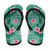 Cyan Hawaii Hibiscus Tropical Flowers Motifs Flip Flops - Polynesian Pride