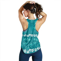 Cyan Hawaii Palm Tree Hibiscus Women Racerback Tank Fantasy Summer Vibe LT01 - Polynesian Pride