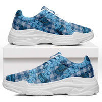 Cyan Palaka Hawaii Cowboy Chunky Sneakers Puakenikeni Lei Paniolo Papale Seamless Vibes - Polynesian Pride