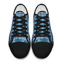 Cyan Palaka Hawaii Cowboy Low Top Shoes Puakenikeni Lei Paniolo Papale Seamless Vibes - Polynesian Pride