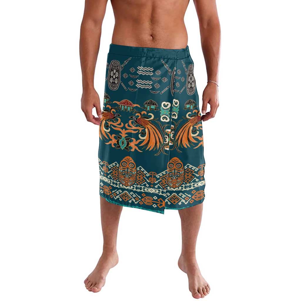 Dark Cyan Blue Batik Papua-inspired Pattern Lavalava - Polynesian Pride