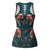 Dark Cyan Blue Bird of Batik Papua Hollow Tank Top Exotic Natural Wealth of Papua - Polynesian Pride