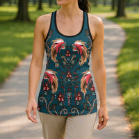 Dark Cyan Blue Bird of Batik Papua Hollow Tank Top Exotic Natural Wealth of Papua LT9 - Polynesian Pride