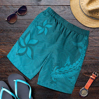 Dark Cyan Gradient Polynesia Shorts for Men Hawaiian Tribal Hammerhead Shark Tattoo - Polynesian Pride