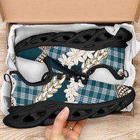 Dark Cyan Hawaii Tiare and Shell Lei Clunky Sneakers Hawaiian Palaka Luxury Vibes - Polynesian Pride