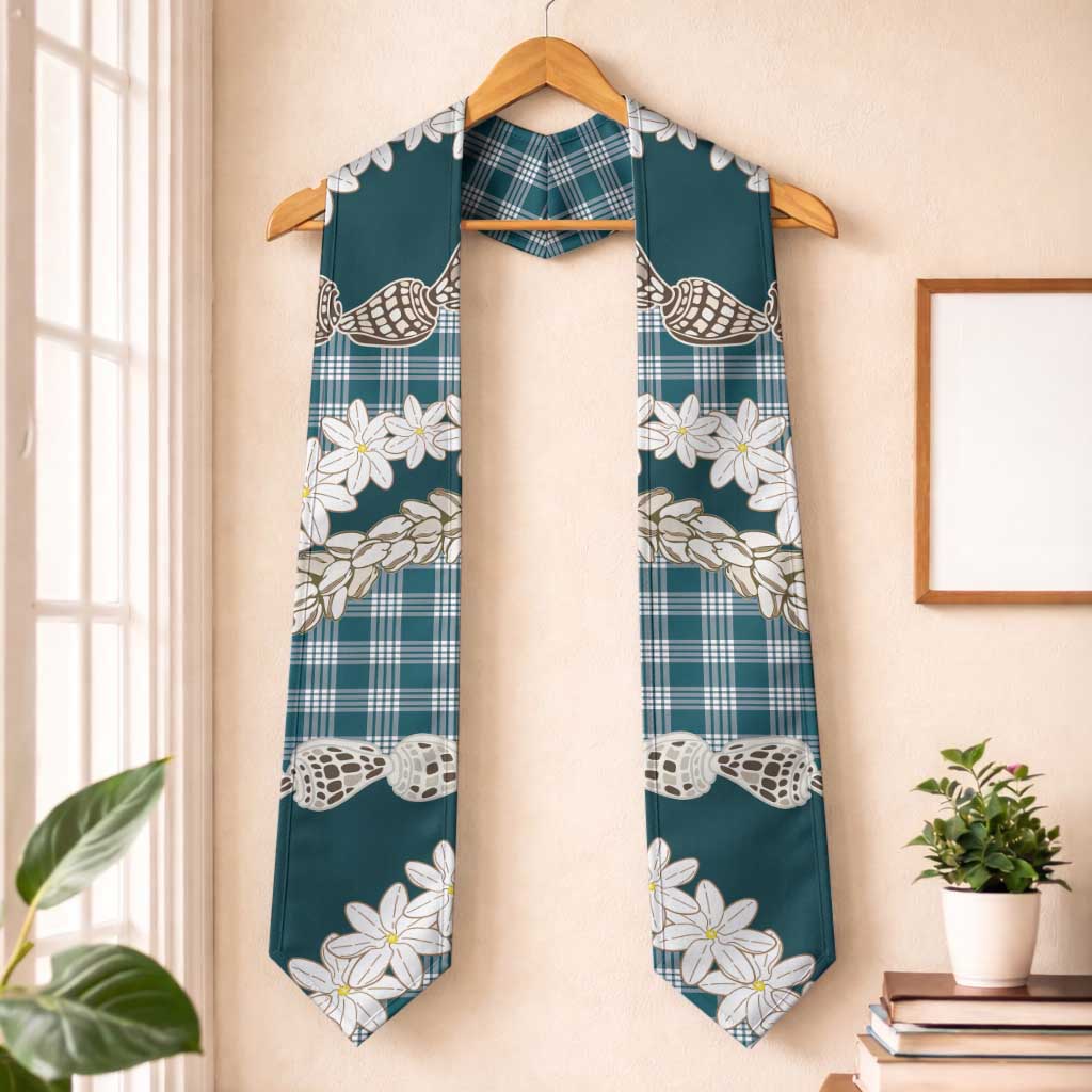 Dark Cyan Hawaii Tiare and Shell Lei Graduation Stole Hawaiian Palaka Luxury Vibes - Polynesian Pride