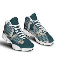 Dark Cyan Hawaii Tiare and Shell Lei Sneakers J13 Hawaiian Palaka Luxury Vibes - Polynesian Pride