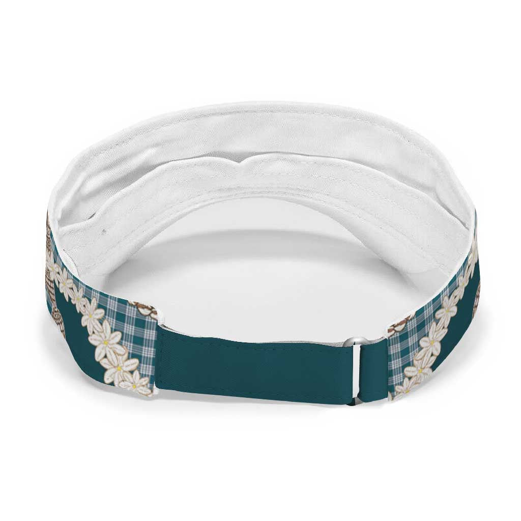Dark Cyan Hawaii Tiare and Shell Lei Sun Visor Cap Hawaiian Palaka Luxury Vibes